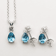 thumbnail image 2 of Belinda Jewelz Jewelry Set for Women, Natural Pear shaped 7x5mm Swiss Blue Topaz and 3mm Natural White Topaz Pendant Necklace and Matching Pear Shaped Swiss Blue Topaz and White Topaz Stud Earrings, 2 of 5