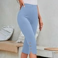 thumbnail image 3 of REALiKUN Capri Pants for Women Casual Summer Dressy Pull On Stretch High Waisted Buttons Slit Bottom Crop Work Leggings, 3 of 8