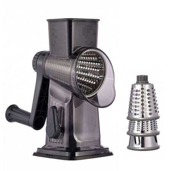 Mighty Rock Rotary Cheese Grater Vegetable Slicer Hand Crank Multifunctional with 3 Interchangeable Blades