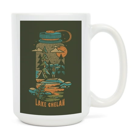 

15 fl oz Ceramic Mug Pacific Northwest Waterbottle Distressed Dishwasher & Microwave Safe