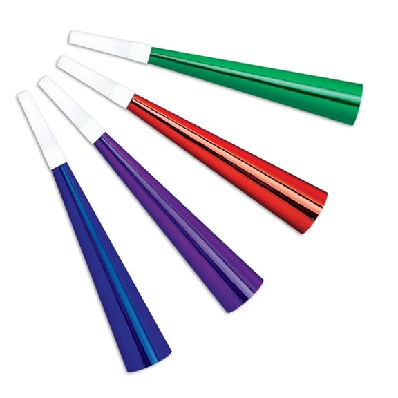 Beistle Foil Party Horns assorted colors (Case of 192)