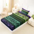 thumbnail image 4 of Homewish Bohemian Geometric Stripes Twin Sheets,Retro Floral Bedding,Purple,3pcs,1 Fitted Sheet and 1 Pillowcase, 4 of 6