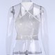 thumbnail image 4 of Gibobby Blusa Mujer Sólido Sin mangas Tops Halter Tank Slim Vendaje Moda Sexy Blusa de mujer(Blanco,CH), 4 of 5