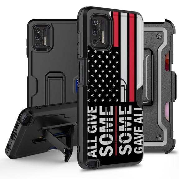 ANJ  Rugged Hybrid Shockproof Case w/Kickstand   Holster Clip Card Slot Cover for Motorola Moto G Stylus (2021 Release) - Some Gave All