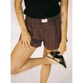 thumbnail image 4 of Honganda Women’s Button Front Plaid Shorts Lounge Shorts Bottoms Boxer Shorts, 4 of 5