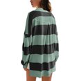 thumbnail image 5 of Womens Long Sleeve Striped Shirts Oversized Striped Polo Shirt Henley Button V Neck Tunic Casual Loose Tops, 5 of 7