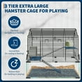 thumbnail image 3 of Metal Hamster Cage, Transparent Hamster Habitats and 4PCS Cage Accessories, with Water Bottle for Rats, Hamsters & Hedgehogs, Guinea Pigs, 3 of 7