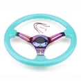thumbnail image 1 of Qiaoxi 350mm 14" Racing Sport Steering Wheel 6 Bolts 3 Spoke Slotted Center Colorful Frame Steering Wheel With Horn Button, 1 of 8
