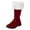 Red, variant on Christmas Santa Claus Boots Men's Wide Calf Santa Combat Boots with White Plush Foot Bells Buckle Strap for Halloween Christmas