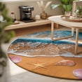 thumbnail image 3 of Round Area Rugs 4Ft, Coastal Beach Non-Slip Washable Circle Rugs Carpet, Summer Ocean Sea Waves Starfish Blue Beige Indoor Outdoor Rug Floor Mats Throw Runner for Bedroom Living Room Bathroom, 3 of 8