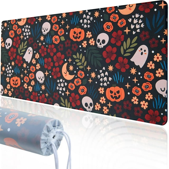 Alfombrilla de ratón de escritorio Armindou, diseño de calavera de Halloween, 40 x 90 cm, neopreno