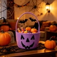 thumbnail image 7 of Halloween Pumpkin Tote Bag Candy Basket Gift Sack - Ghost Face Polyester Storage Container for Treats Toys and Decor - Handwoven Novelty Basket for Trick or Treat, Party Favor Holder, Home Organizer, 7 of 7