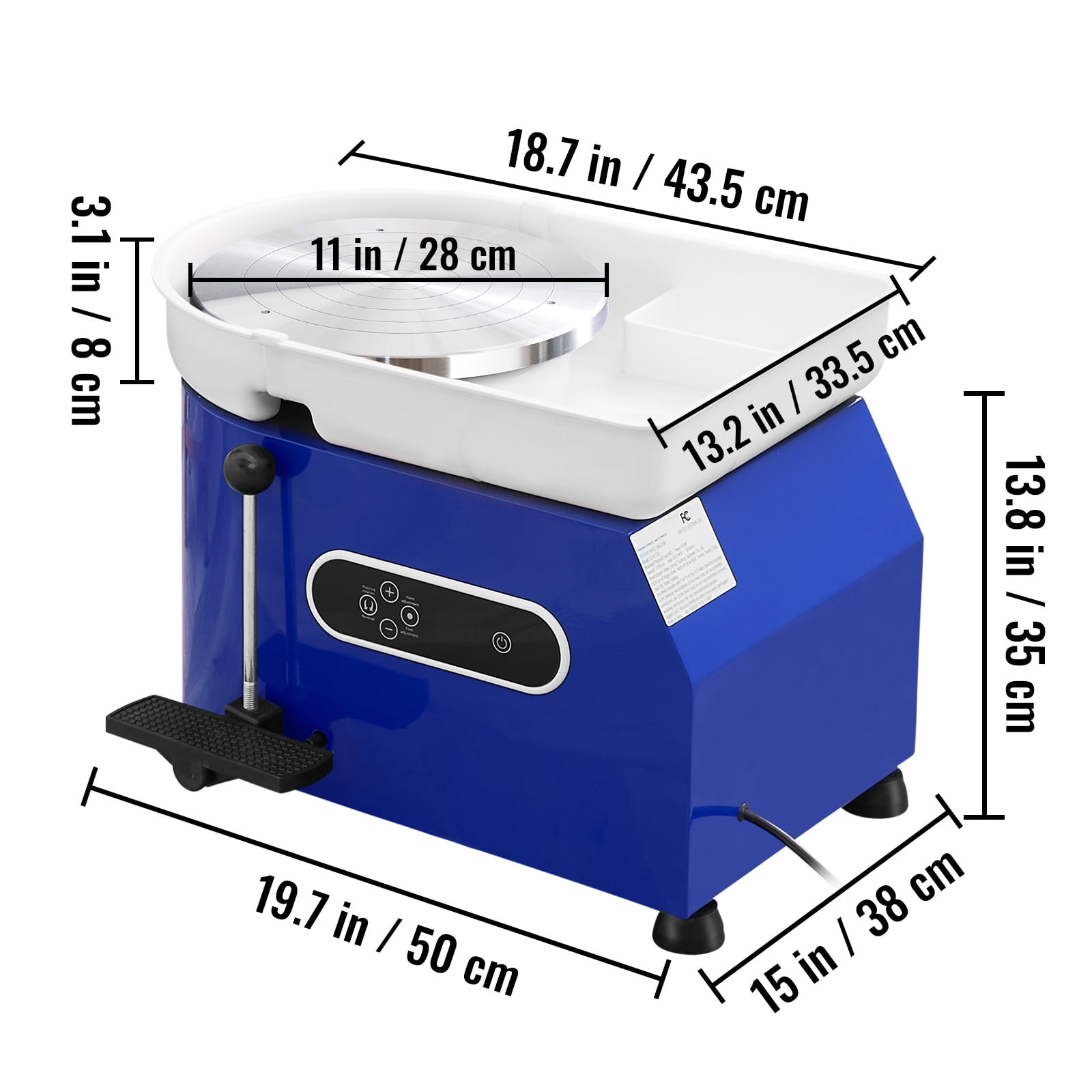 KFFKFF 11in Ceramic Wheel Pottery Wheel Foot Pedal Sculpting Tools Apron 350W