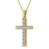 Diamond Cross Necklace For Women 14K Gold 0.25 CTW 27 MM Easter Gifts 20'' Chain (L,I2)