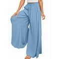 thumbnail image 3 of Women Casual High Waist Spring Fall Solid Color Long Wide Leg Pants Casual with Pockets S, 3 of 8