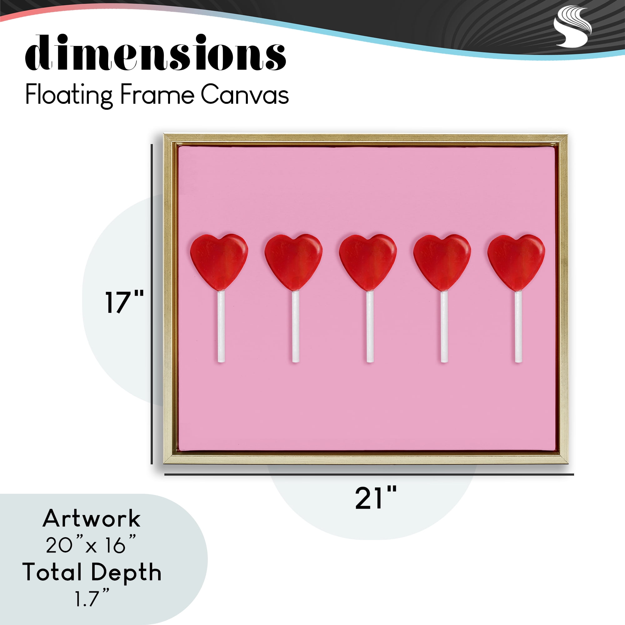 Stupell Industries Valentine's Heart Pops Gold Framed Floater Canvas Wall Art, design by LISH Creative