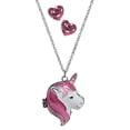 thumbnail image 2 of Wonder Nation Girls" Pink and White Unicorn Locket 15" Adjustable IR Necklace with Heart Stud Earrings., 2 of 3