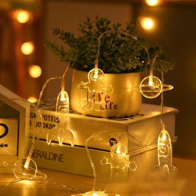Children LED String Light Outer Space Astronaut Planet Spaceship Shape Waterproof Led String Room Decor for Christmas Festival