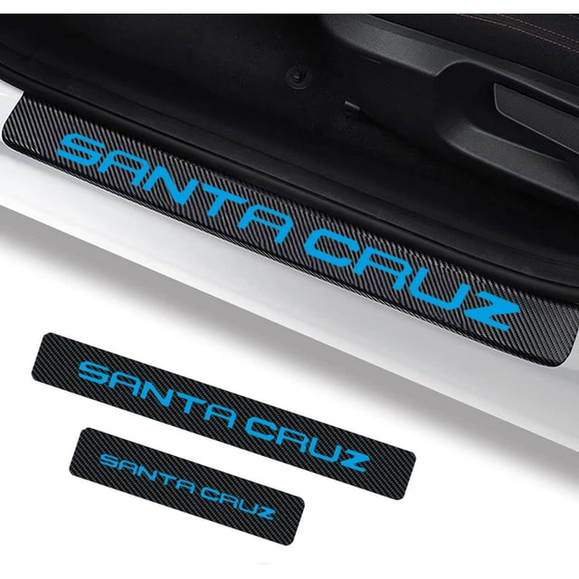 GHSDFBB 4Pcs Santa Cruz Door Sill Protector Reflective 4D Carbon Fiber Sticker Decoration Door Entry Guard Door Sill Scuff Plate Stickers Accessories Compatible with Hyundai Santa Cruz (Blue)