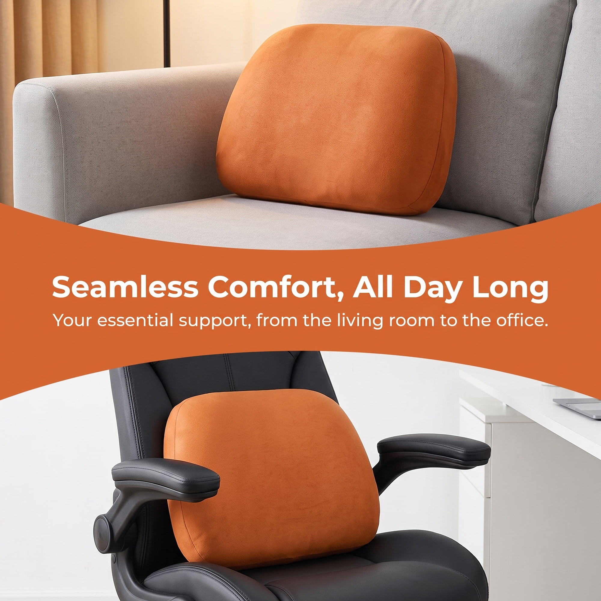 Unique Bargains U-shaped Lumbar Support Pillow for Back Support Coral Orange 15.7" x 10.6"