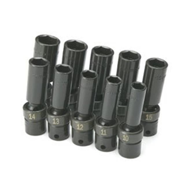 33375 10 Pc.0.38 in. Drive 6Point Deep Swivel Metric Impact Socket Set