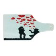 thumbnail image 2 of Engagement Party Cutting Board, Wedding Proposal of Romantic Couple with Hearts Image Happiness, Tempered Glass Cutting and Serving Board, Wine Bottle Shape, Black White and Red, by Ambesonne, 2 of 5