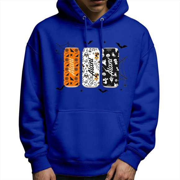 LUOGENLI Hoodies for Men Zip up Navy Blue Halloween Graphic Hoodie Pullover Warm Sweatshirt with Print Cozy Casual Streetwear Jacket for Fall Winter Men's Fashion Hoodies with Zipper Blue1 Size XXXL