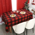 thumbnail image 2 of Checkered Rectangle Christmas Tablecloth - Waterproof and Washable Gingham Xmas Table Cloth Holiday Decorative Table Cover for Party, Red/Black 60 x 102 Inch, 2 of 6