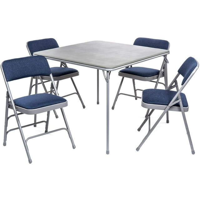 5pc. XL Series Folding Card Table and Triple Braced Fabric Padded Chair