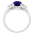 thumbnail image 3 of Women's Finecraft Oval-Cut Natural Sapphire Ring with White Topaz in Sterling Silver, Size 9, 3 of 4