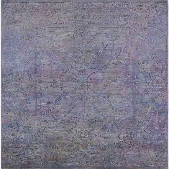 Ahgly Company Indoor Square Mid-Century Modern Purple Oriental Area Rugs, 4' Square