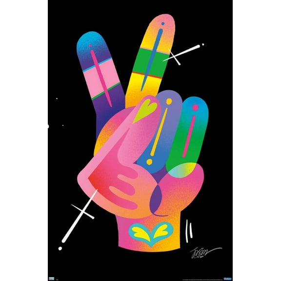 Jason Naylor - Peace Sign Hand Wall Poster, 22.375" x 34"