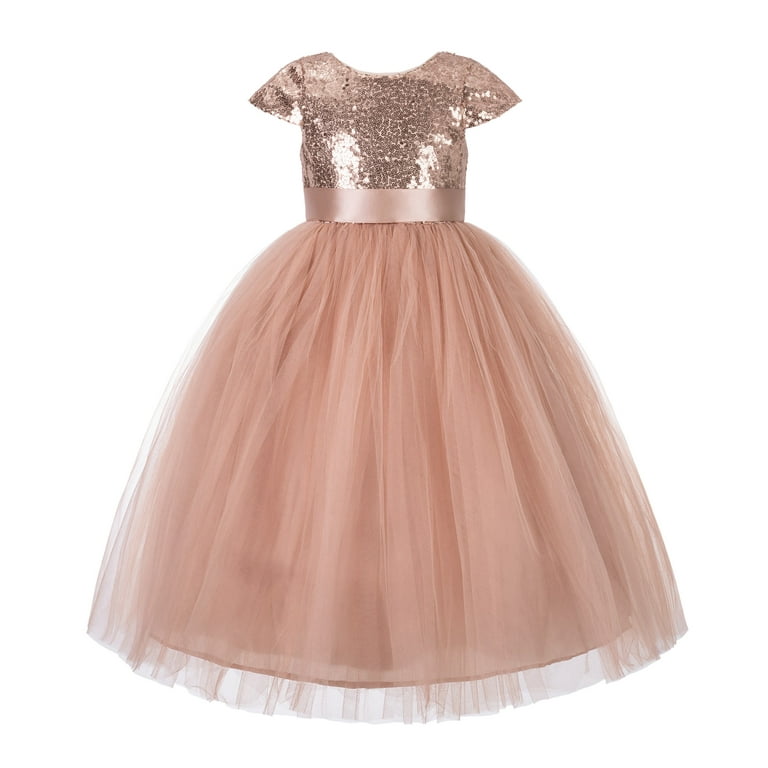 Cap Sleeves Sequin Formal Flower Girl Dress Junior Pageant Dresses 211 -  Walmart.com