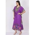 thumbnail image 3 of Women's Purple African Long Kaftan Maxi Tunic Caftan Gown Top Night Dress One Size, 3 of 5
