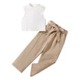 thumbnail image 1 of Odeerbi 4-7 Años Conjunto de Verano Para Niña Cuello Redondo Camisetas de Tirantes de Algodón Pantalones de Pata Recta Conjunto de Dos Piezas Cuello Redondo Pantalones de Arriba, 1 of 9