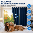 thumbnail image 2 of Lapalife Thermal Insulated 100% Blackout Curtains for Bedroom, 63 Inch Double Layer Thick Quilted Lining Grommet Curtain Noise Reducing for Living room, Bedroom, Navy Blue, 1 Panel, 2 of 8