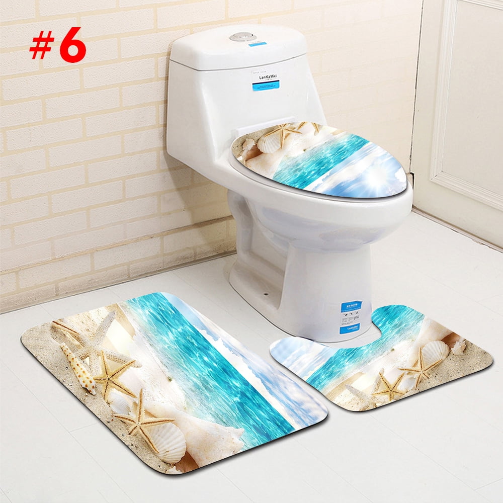 3pcs Bathroom Set Non Slip Pedestal Rug Lid Toilet Cover Bath 3pcs Bathroom Set Non Slip Pedestal Rug