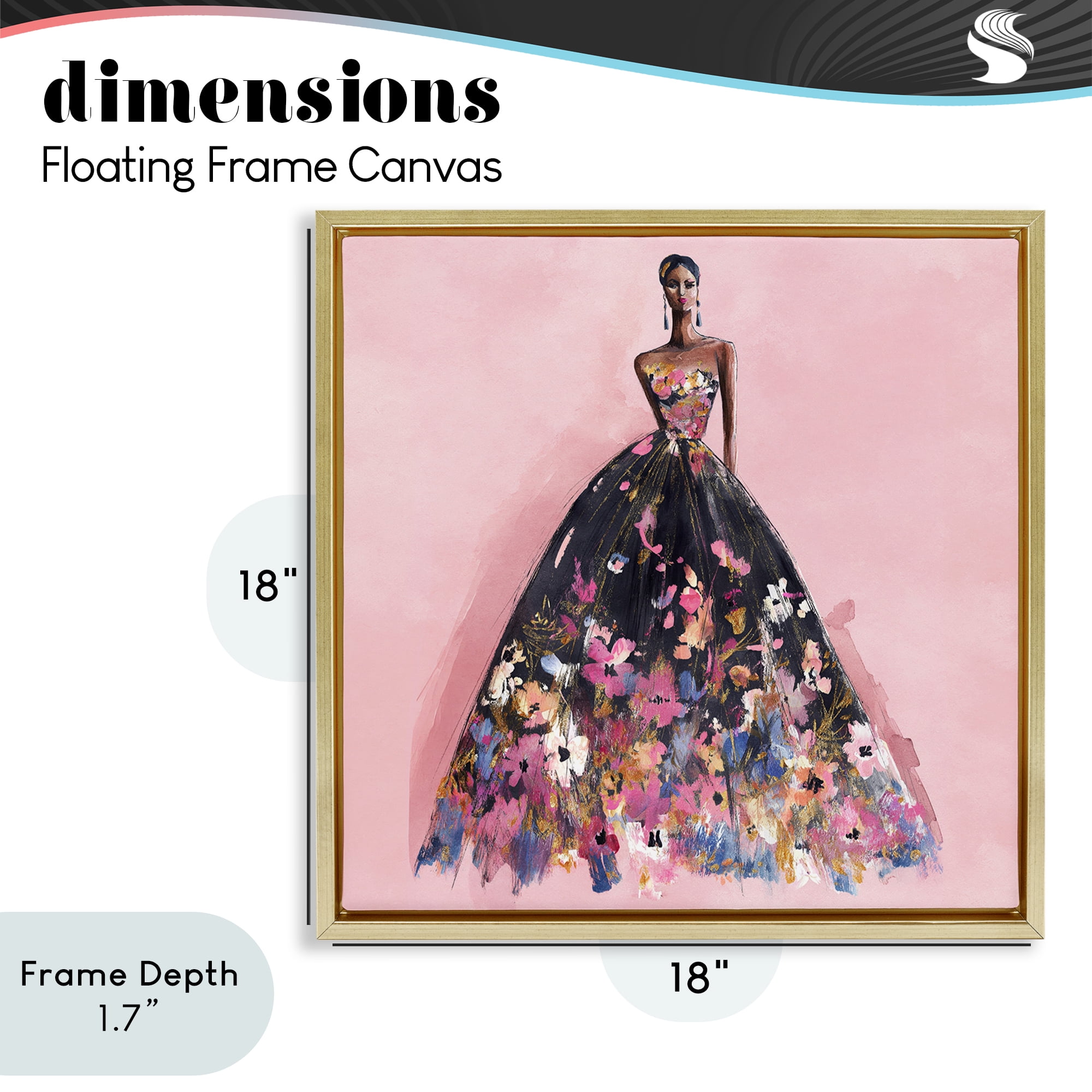 Stupell Industries Floral Reverie Gown Gold Framed Floater Canvas Wall Art, design by Svetlana Aleynikova