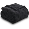 thumbnail image 5 of Super Soft Throw Blanket Black Premium Silky Flannel Fleece 3D Checkered Lightweight Bed Blanket All Season Use (Black Checkered, Throw(50"x70")), 5 of 8