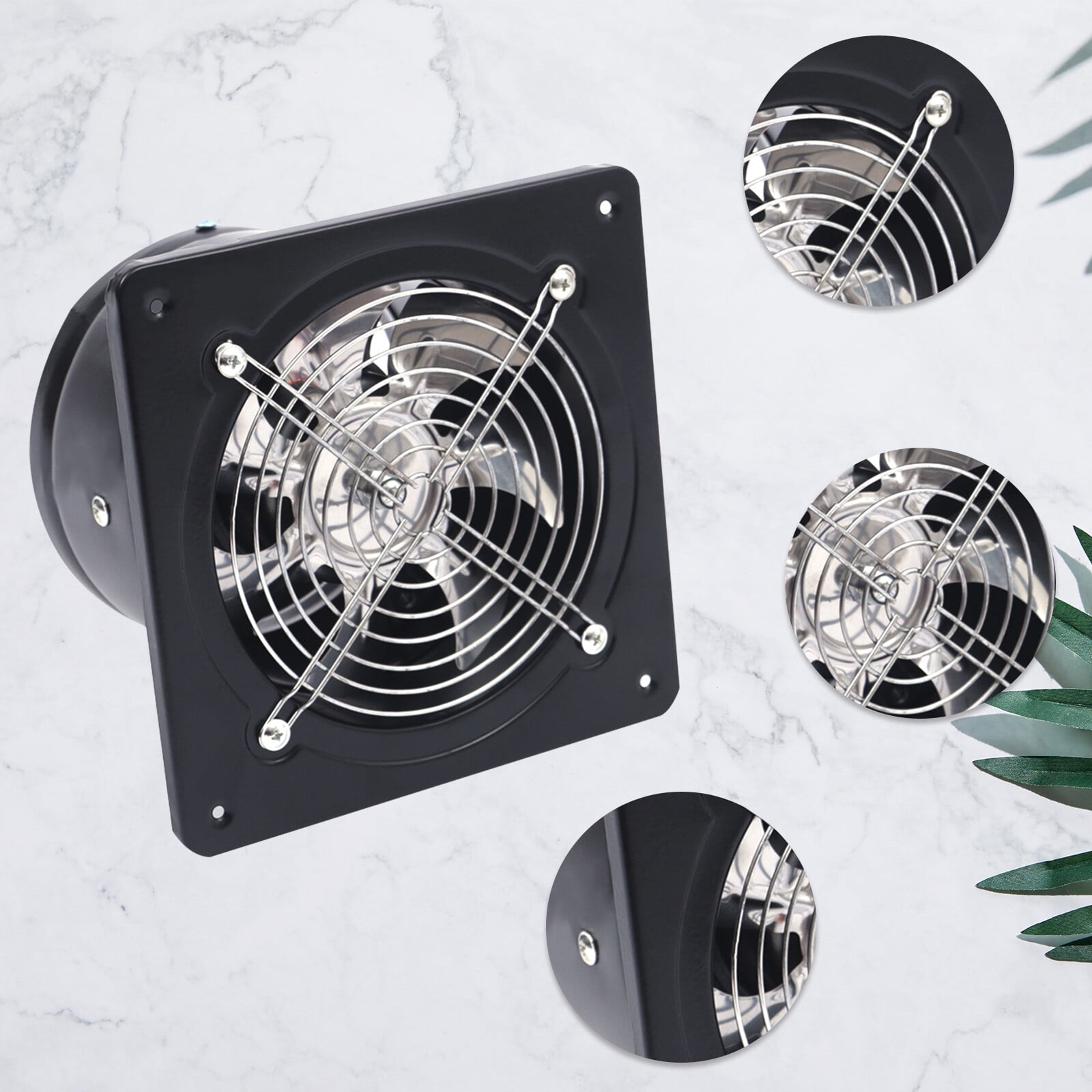 40W High-Power Exhaust Fan for Kitchen & Bathroom, 6" Window/Wall Mounted Ventilation Fan with 2600RPM Copper Motor, Low-Noise Air Extractor with 7 Blades