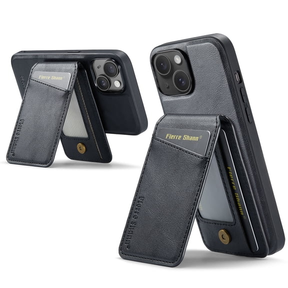 Compatible with Magsafe Magnetic 2 in 1 Detachable Wallet Case with Card Holder for iPhone 13, for Women Men, PU Leather Flip Kickstand Credit Slots for iPhone 13, Black