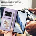 thumbnail image 4 of ELEHOLD For Apple iPhone 16 Plus Flip PU Leather Wallet Case with Credit Card Slot RFID Blocking Kickstand Shock-Absorbent TPU Magnetic Protective Cover With Lanyard ,Lightpurple, 4 of 12