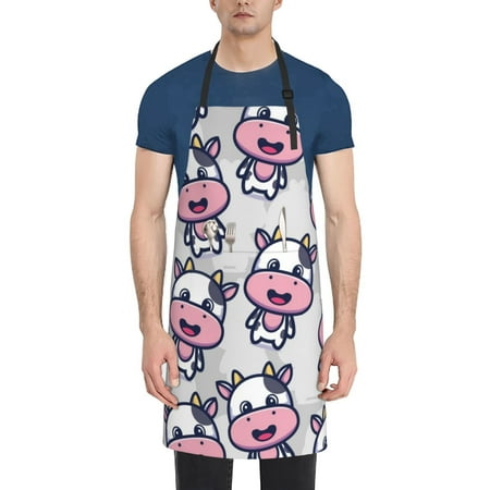 

Vsdgher Baby Cow Waterproof Apron with 2 Pockets Kitchen Chef Aprons Bibs for Grooming Cooking Baking Painting Gardening