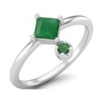 thumbnail image 2 of 4MM Square Shaped Emerald 925 Sterling Silver Solitaire Mother's Day Gift Ring, 2 of 3