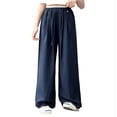 thumbnail image 5 of CPNG Girls Wide Leg Pants Elastic High Waist Straight Leg Casual Pants Lightweight Breathable Streetwear Pants, 5 of 7