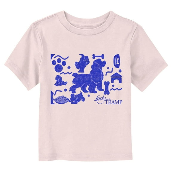 Toddler's Lady and the Tramp Icon Silhouettes Graphic Tee Light Pink 5T