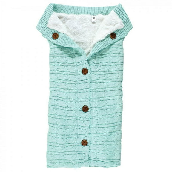 Hudson Baby Unisex Baby Faux Shearling Knitted Baby Lounge Stroller Wrap Sack, Mint, One Size