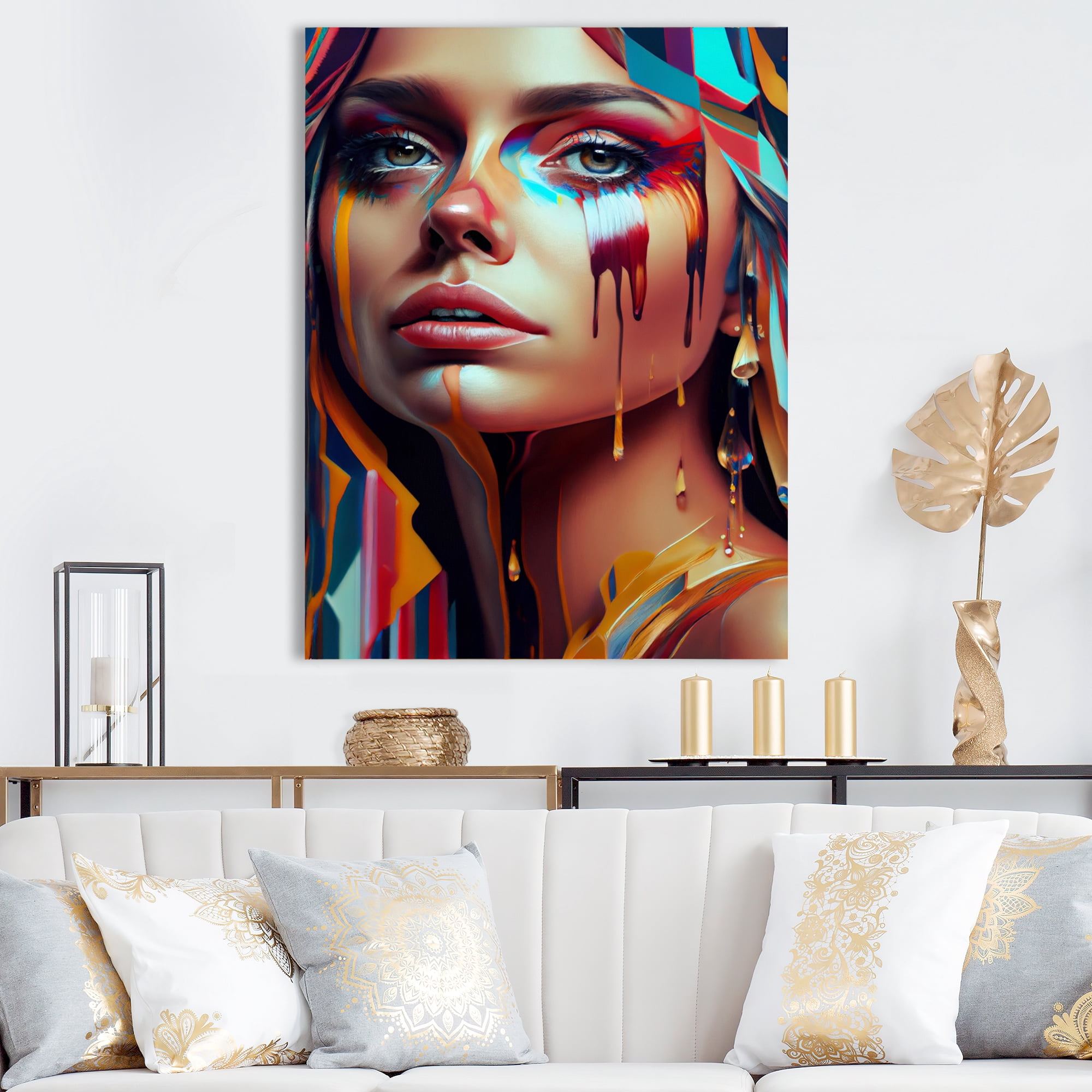 Designart Vibrant Creative Woman Portrait IV Canvas Wall Art
