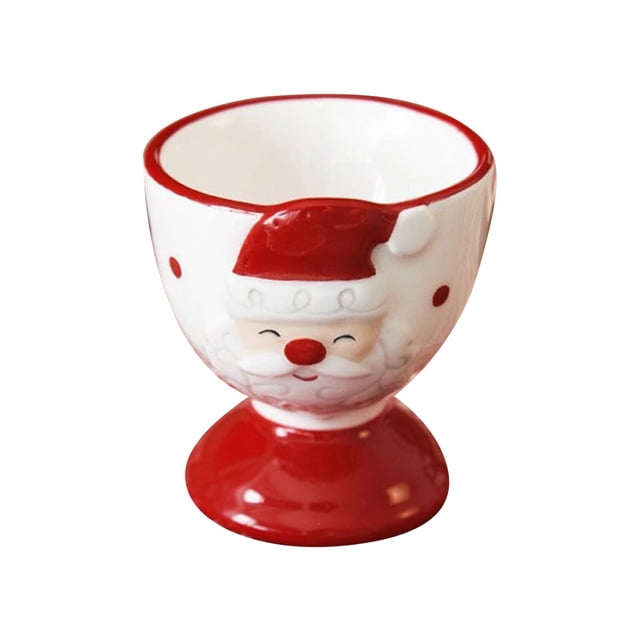 AKEGAMN Ceramic Christmas Egg Cup Funny Christmas Egg Cup Santa Egg Cups Adorable Egg Stand Egg Container Ceramic Egg Supporting Rack Egg Egg Organizer For Serving Break