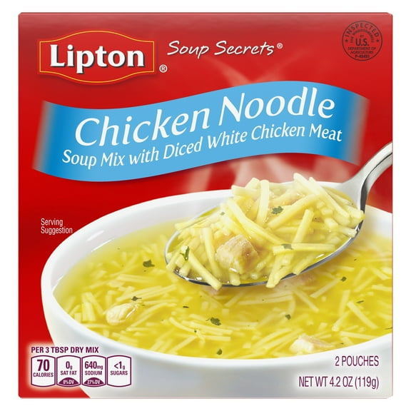 Lipton Secrets Chicken Noodle Soup Mix, 4.2 oz, 2 Pouch Box Regular